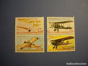 Briefmarken: GUINEA ECUATORIAL - AVIONES - FEYER, MORANE SAULNIER, LÁIRCO, BREGUET.
